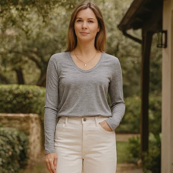 Vince Tops - Vince Long Sleeve Tee Size S Gray Viscose Top Shirt Classic Casual Staple